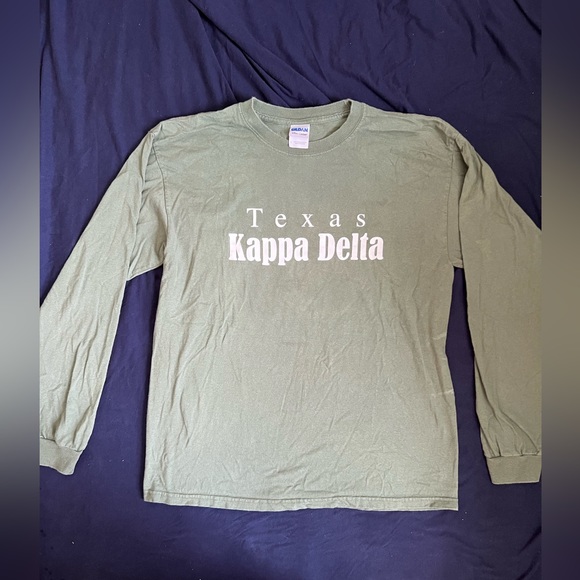 Size large Texas Kappa Delta sage green long sleeve Tshirt. - Picture 1 of 3